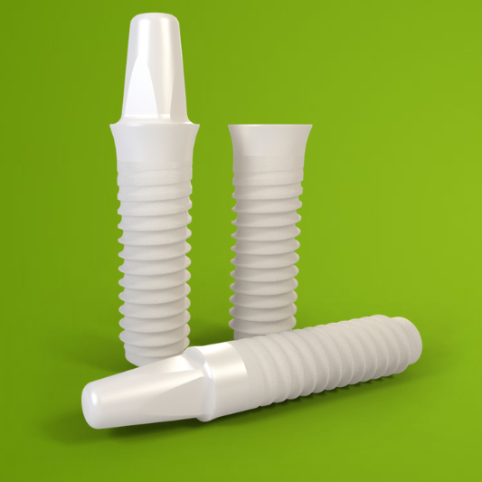 Implant dentaire en porcelaine blanc.